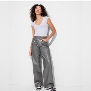 Women's High-Rise Baggy Jeans - Wild Fable Dark Gray 4